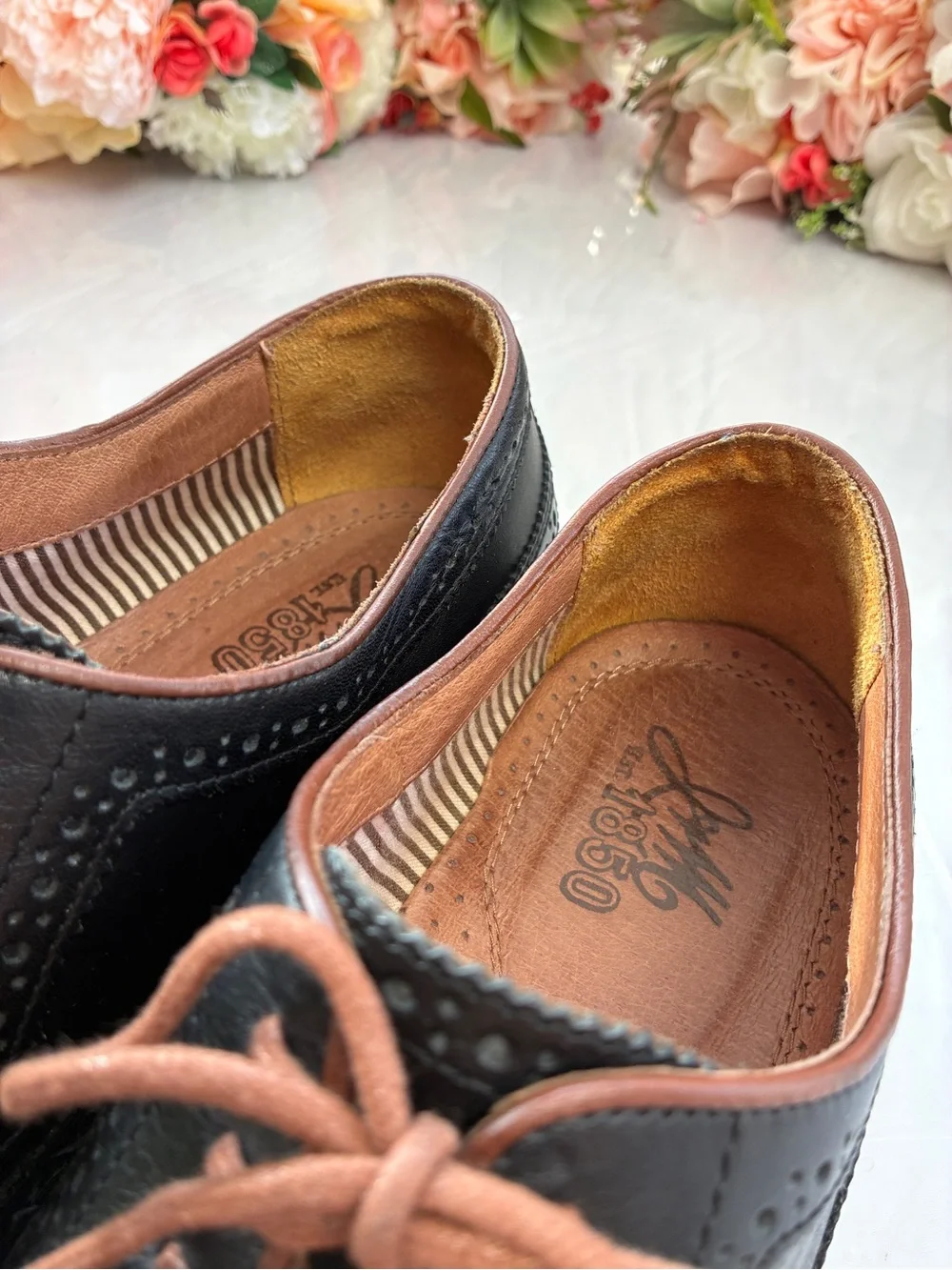 Johnston & Murphy J&M 1850 20-1355 Black Leather Longwing Derby Shoes 12M